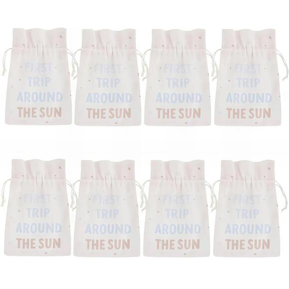 Little Mister 1st Birthday Table Decorations | 8 Fabric Party Favor Pouches Bags - Picture 3 of 4